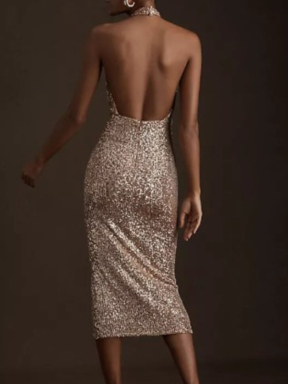 Ronny Kobo Collection Rose Gold/Champagne Sequin Draped Panel (Revolve)